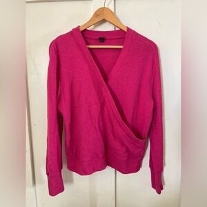 J crew hot pink wrap blouse pullover sweater gauzy 100% cotton small